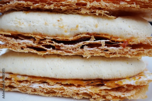 Εκτύπωση καμβά Mille-feuille French pastry (Napoleon) with light vanilla cream and crunchy cara