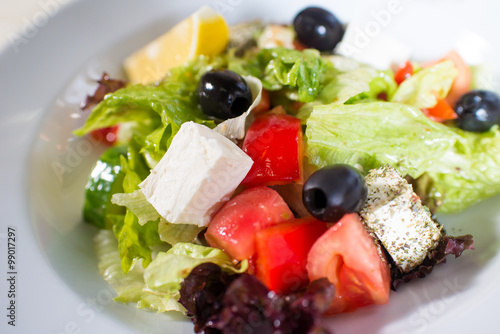 green salad with cheese and vegetables 