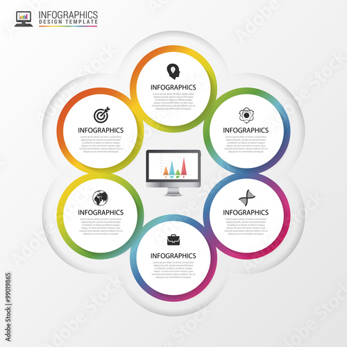 Business concept with 6 options, parts, steps or processes. Vector