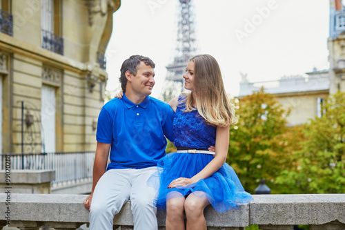 Beautiful young dating couple in Paris