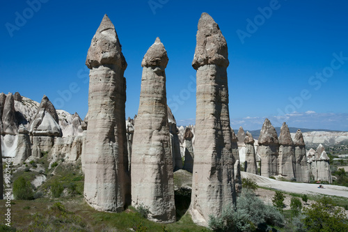 Unusual landscapes in the valley of love. Cappadocia. Turkey.