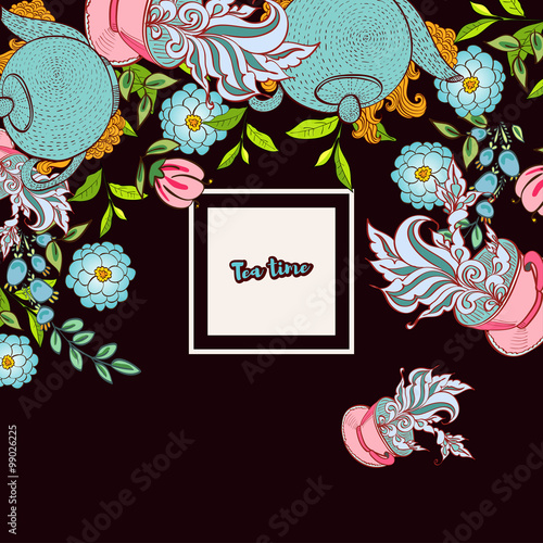 Tea time design banner templates card