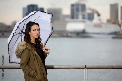 Beautyful girl in urban background photo