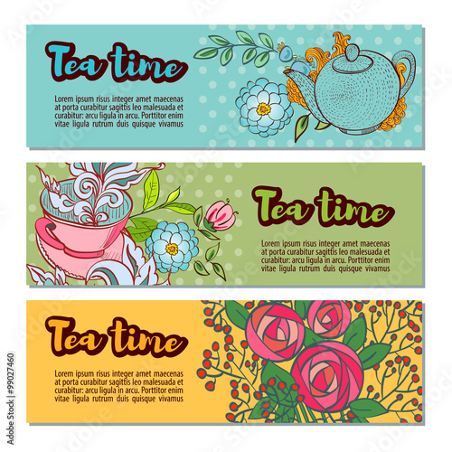 Tea time design banner templates set