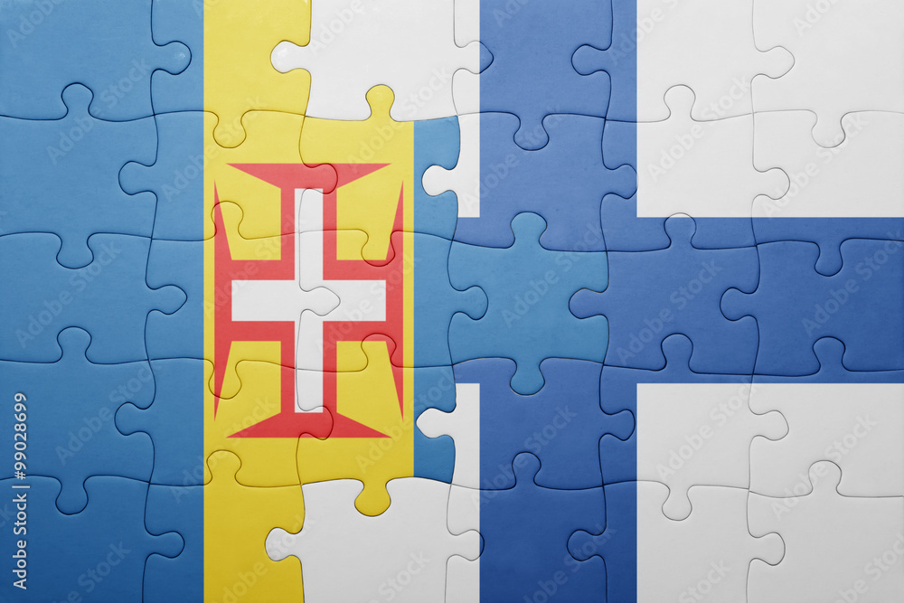 puzzle with the national flag of madeira and finland