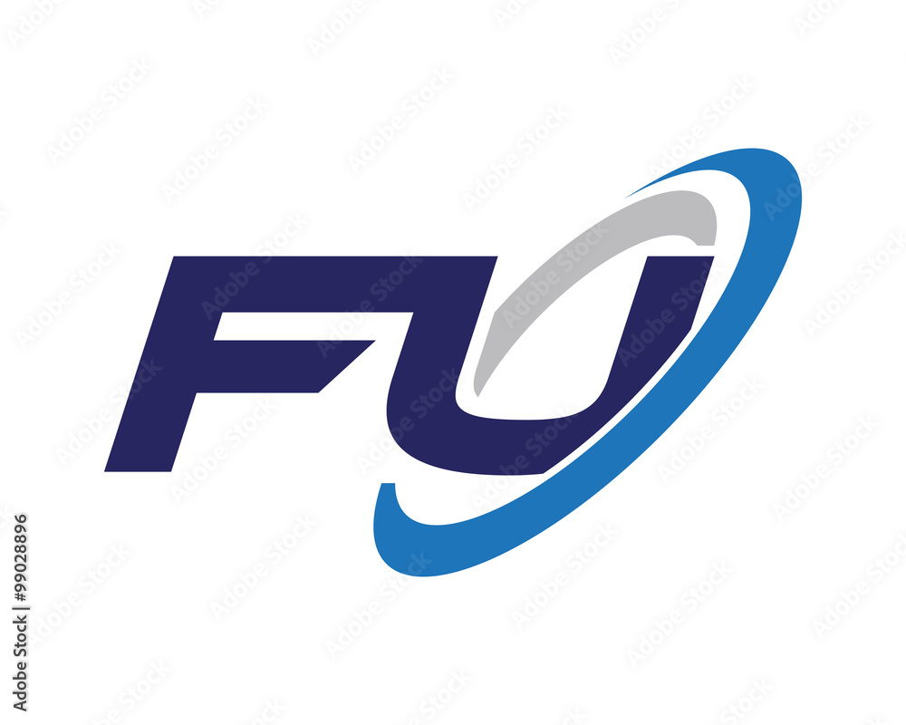 Fototapeta FU Swoosh Letter Initial Logo