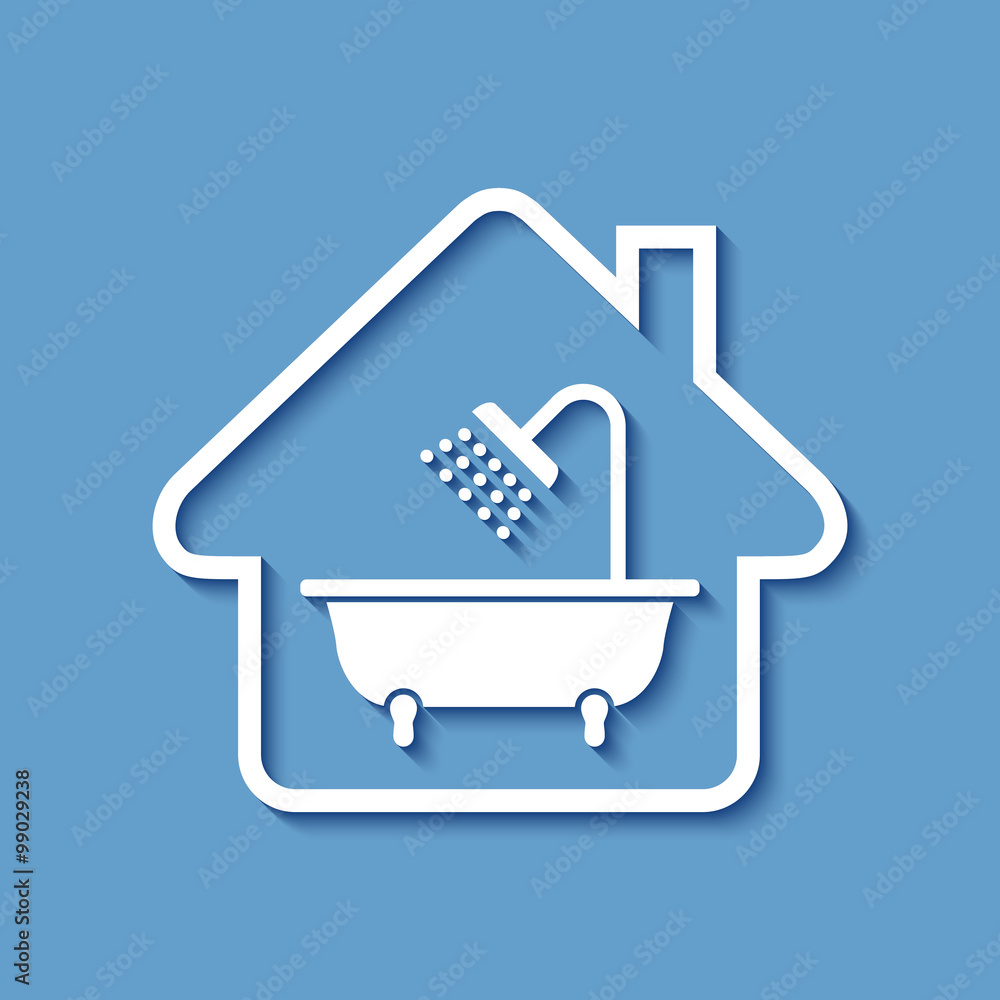 Logo maison et consommation eau. Logo maison et consommation eau.