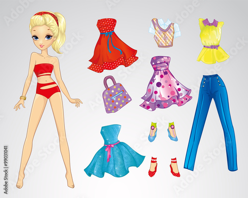 Paper Fashion Red Blonde Doll