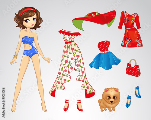 Paper Brunette Retro Doll