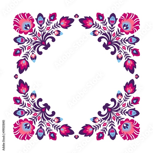 Purple folk floral frame