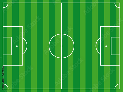 Fußballfeld von oben mit Gras Textur, Tore und Seitenlinien