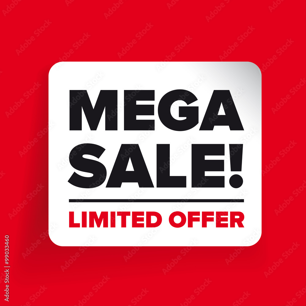 Mega Sale limited offer label vector