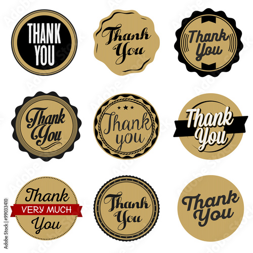 Thank You Sticker. Cardboard, White Print.