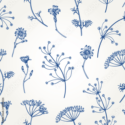 Seamless pattern with herbs.