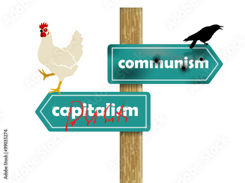 graphic design concept of communism and capitalism