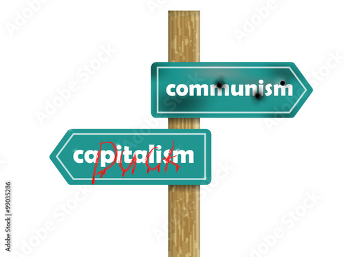 graphic design concept of communism and capitalism