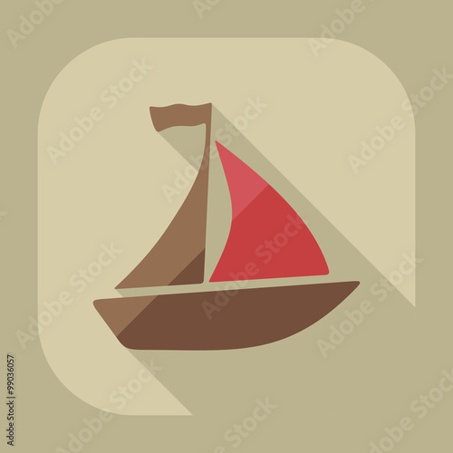 Flat modern design with shadow icon sailing ship