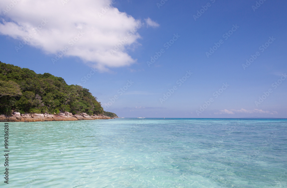 blue sea and blue sky