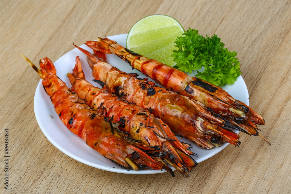 Grilled king prawns