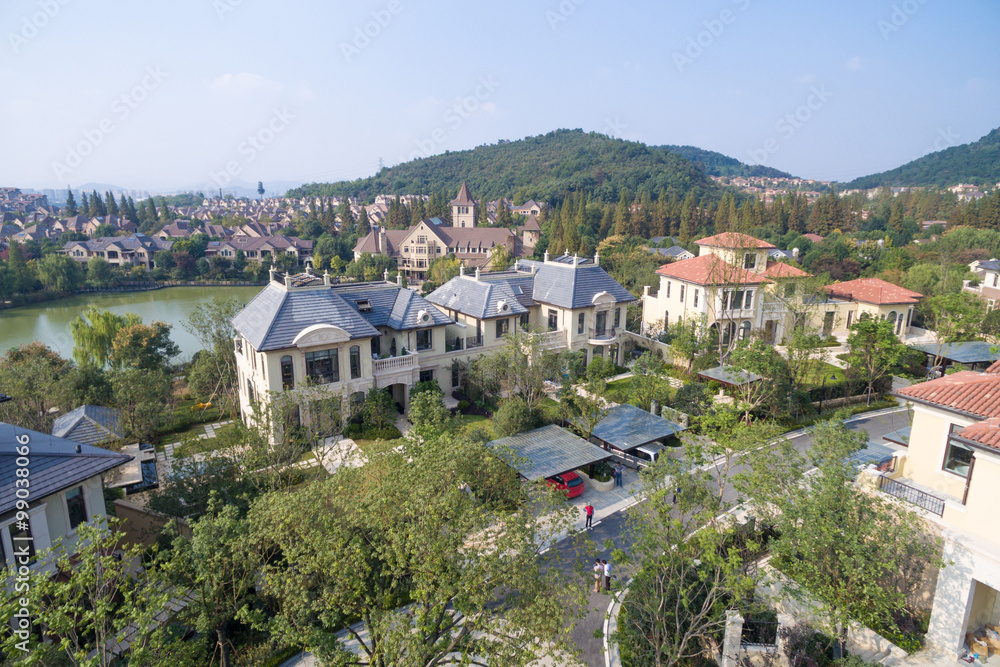 Fototapeta premium aerial view of modern villas