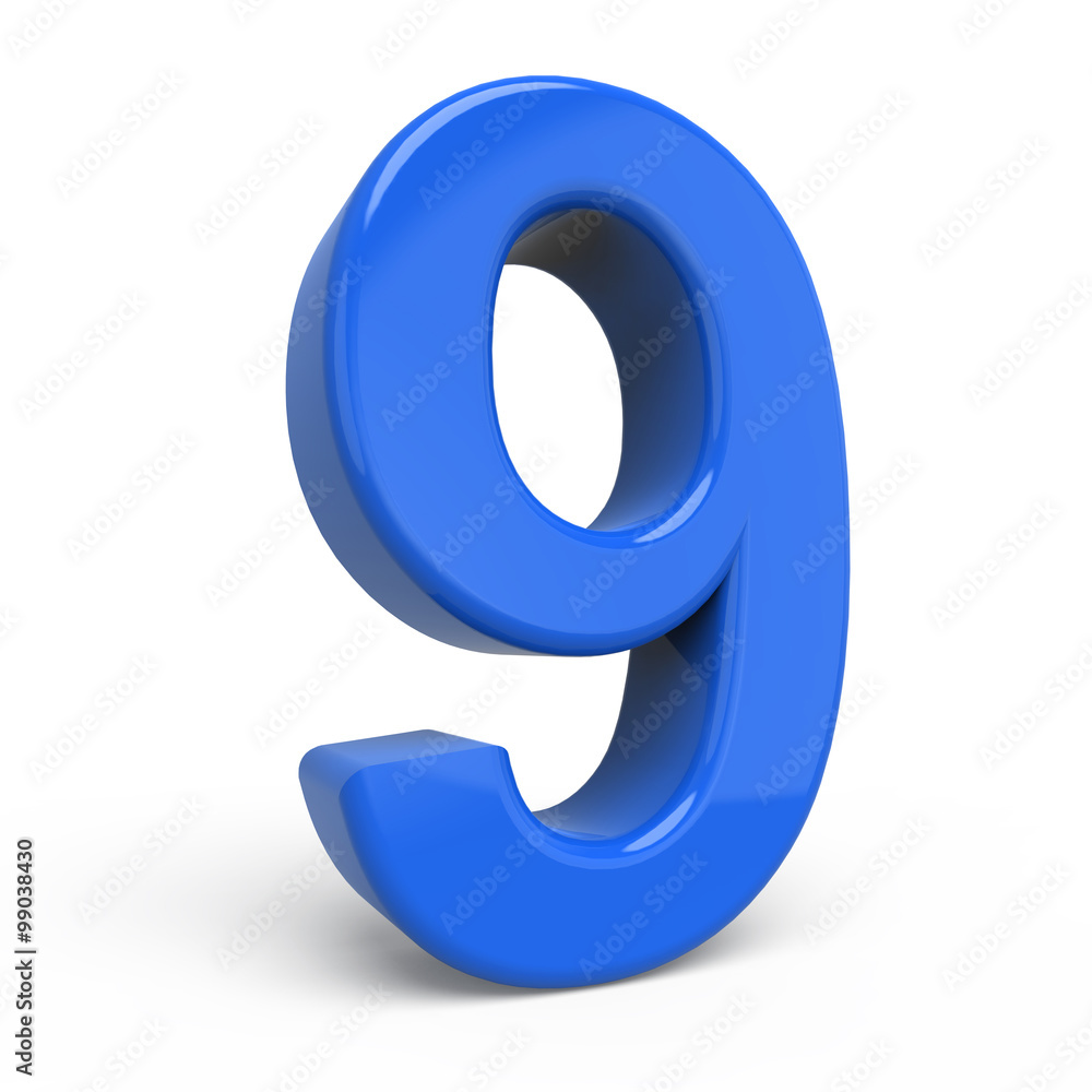 3d glossy blue number 9 3d glossy blue number 9