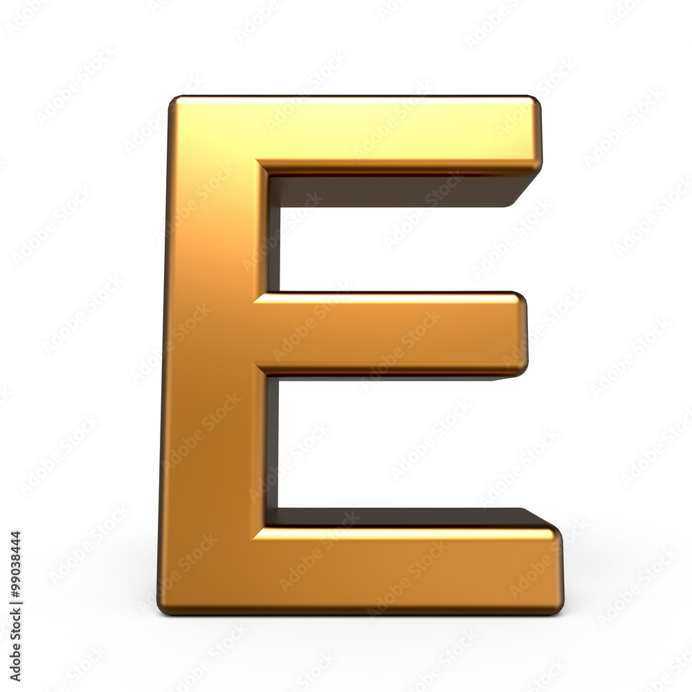3d matte gold letter E 3d matte gold letter E
