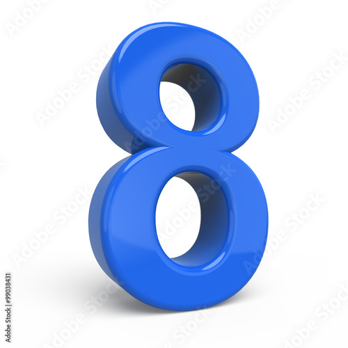 3d glossy blue number 8