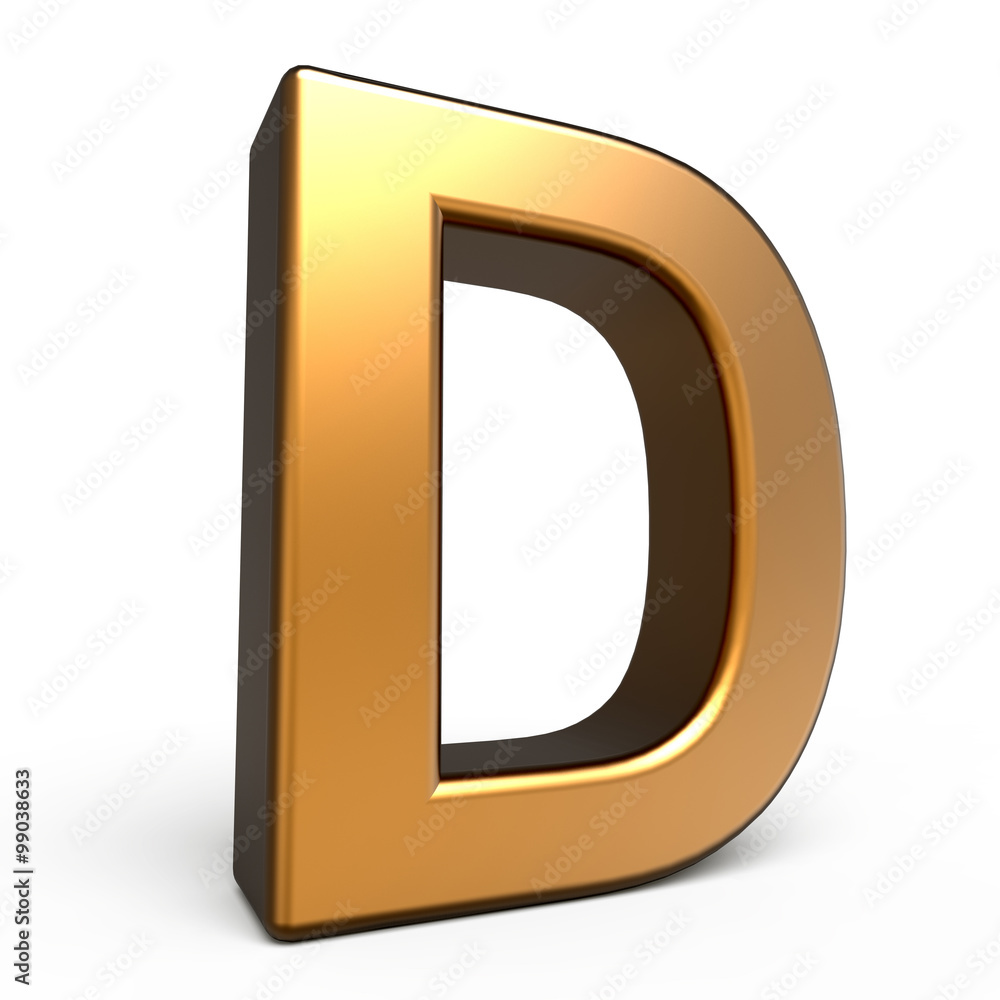 3d matte gold letter D 3d matte gold letter D