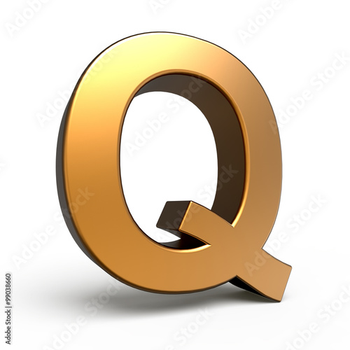 3d matte gold letter Q