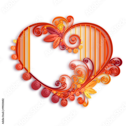 Quilling paper heart. Happy valentine day. Vector illustration