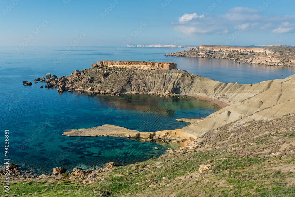 View over il-Karraba from ta' Lippija Tower in the North West coast of Malta