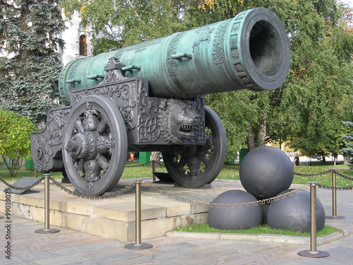 Tsar Cannon in profile, the Imperial Cannon, the Kremlin. Moscow, Russia