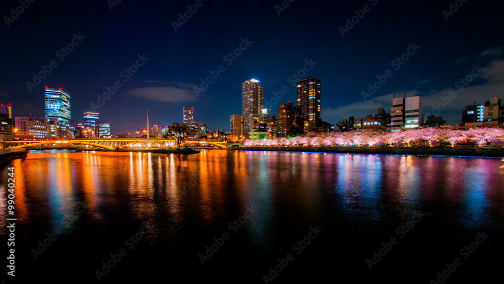 Fototapeta premium Sakura at tenmabashi,osaka,tourism of japan