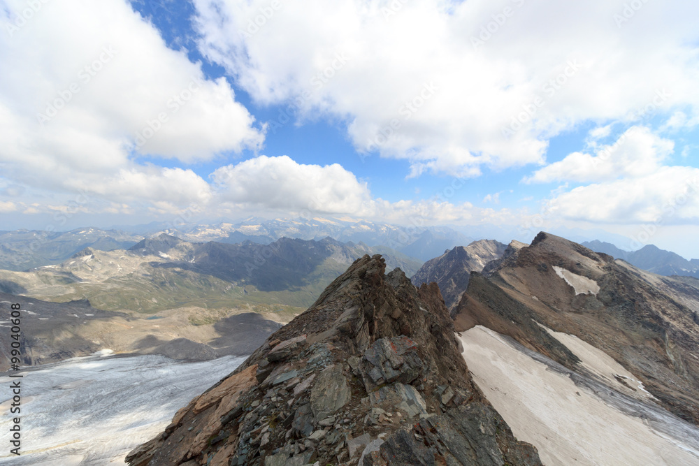 Mountain glacier panorama in Hohe Tauern Alps, Austria