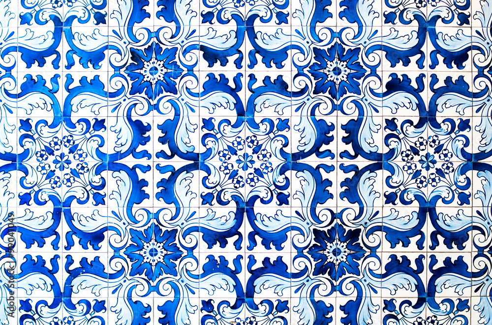 Fototapeta premium blue tile of macau town scene,china