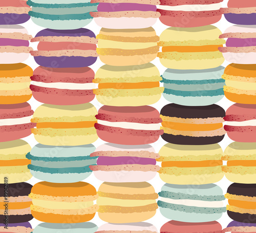 Colorful French macarons seamless pattern