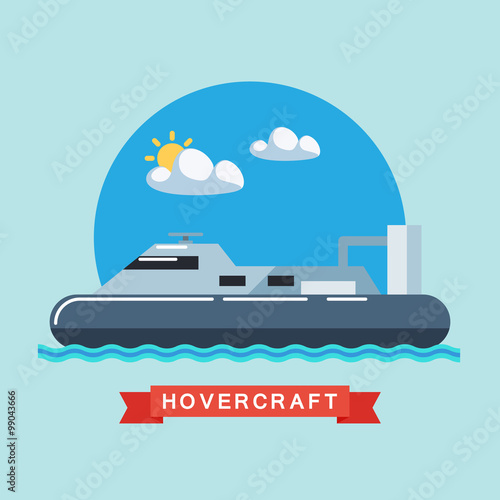 Canvas Print Hovercraft flat vector illustration.