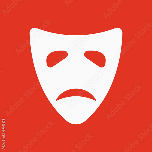 The sad mask icon. Tragedy and theater symbol. Flat