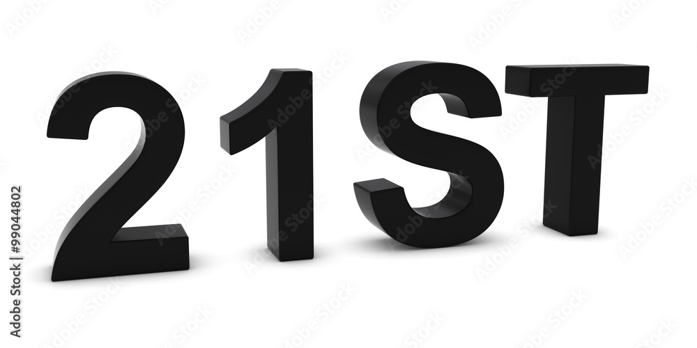 21ST - Black 3D Twenty-First Text Isolated on White 21ST - Black 3D Twenty-First Text Isolated on White