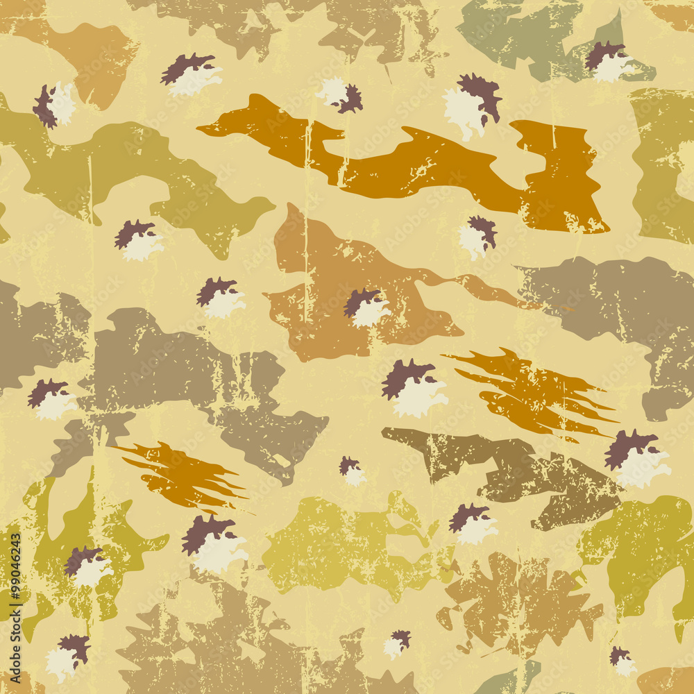 seamless grungy desert camouflage pattern, vector, fictional artwork