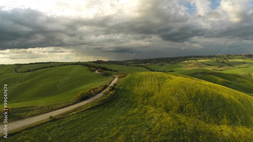 Typical landscape of the Val d'Orcia in Tuscany, Italy. Aerial view Typical landscape of the Val d'Orcia in Tuscany, Italy. Aerial view