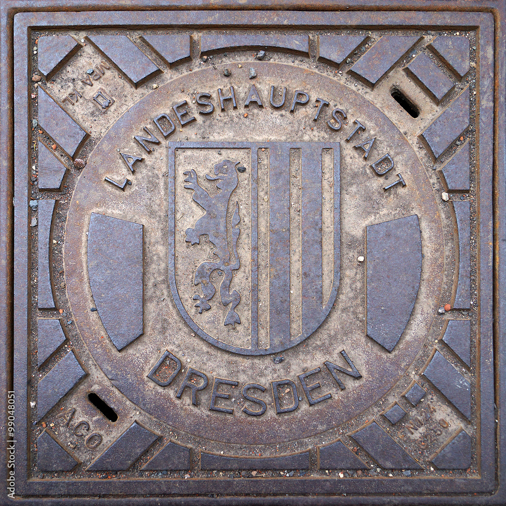 manhole cover in the city of Dresden, Germany