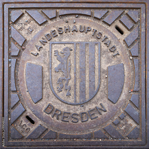 manhole cover in the city of Dresden, Germany