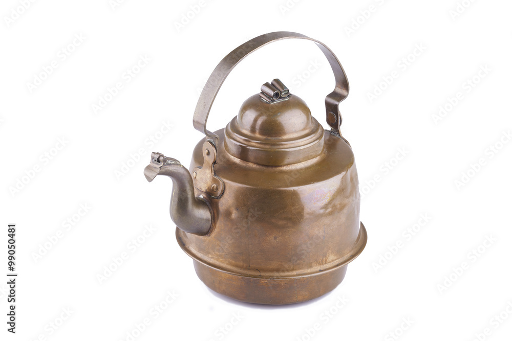 old antique copper kettle isolated on a white background old antique copper kettle isolated on a white background
