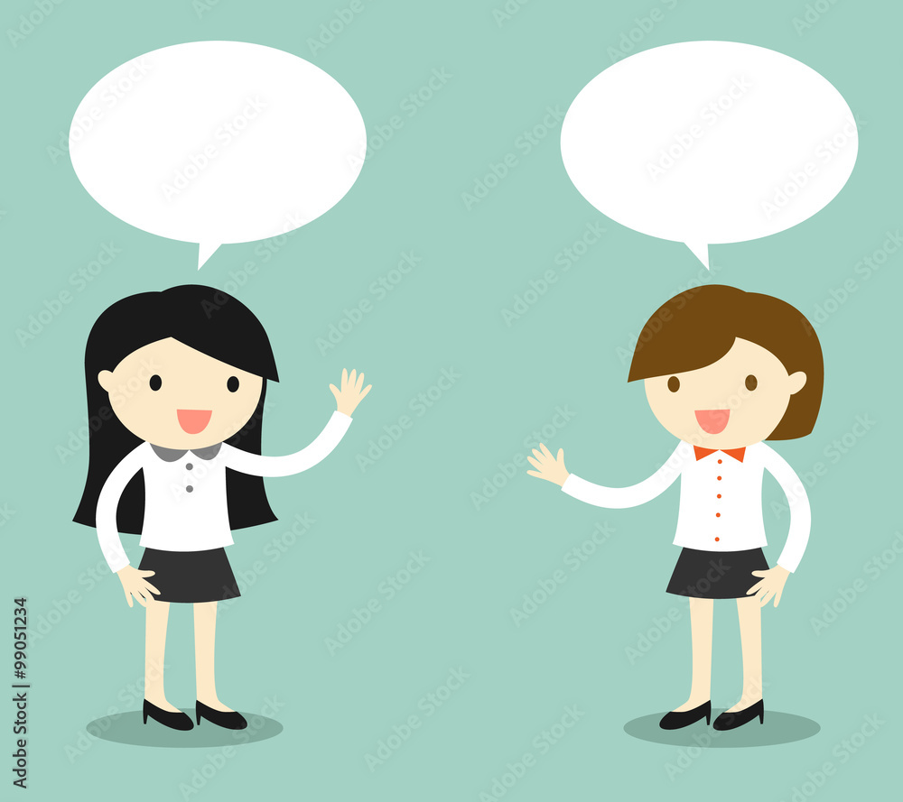 Business concept, two business women talking. Vector illustration. Business concept, two business women talking. Vector illustration.