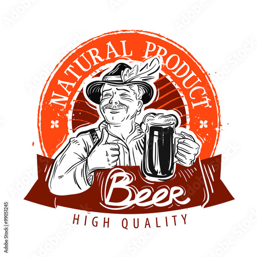 beer, ale vector logo design template. pub or drink, beverage icon