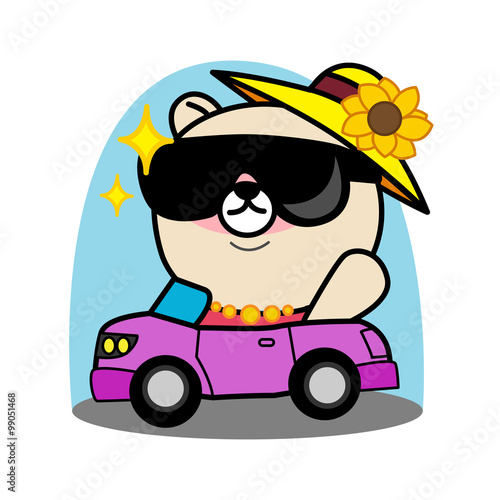  Cartoon bear ride  a car