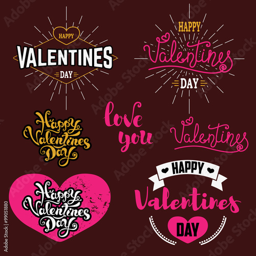 valentines day badges set