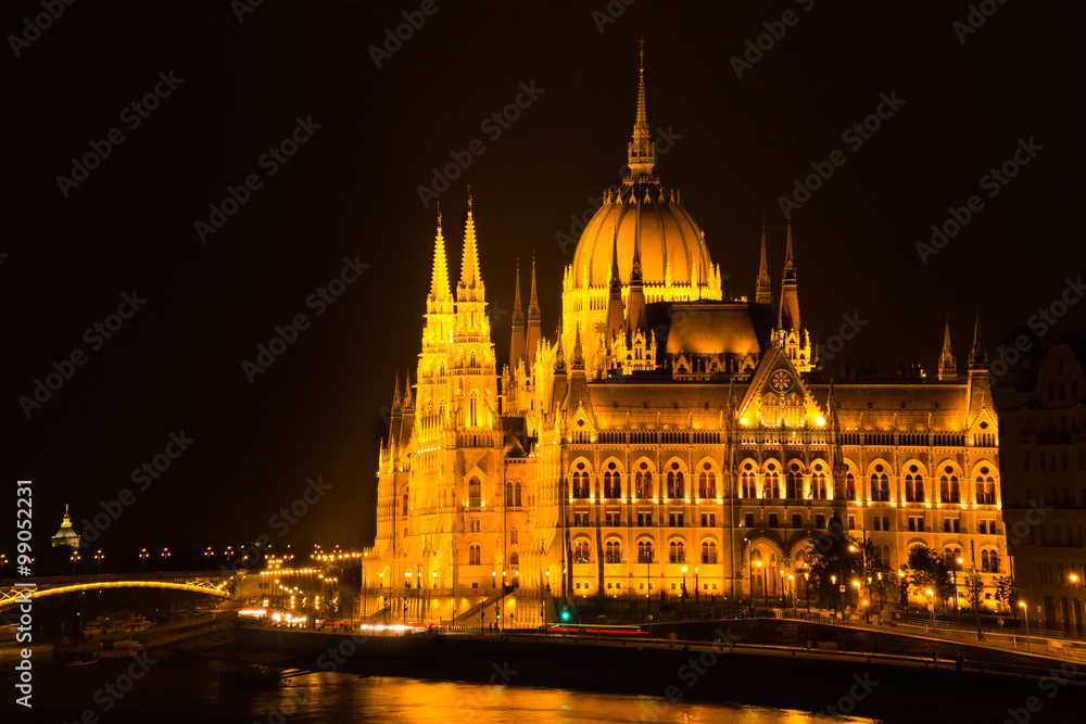 Parliament building Budpest by night Hungary