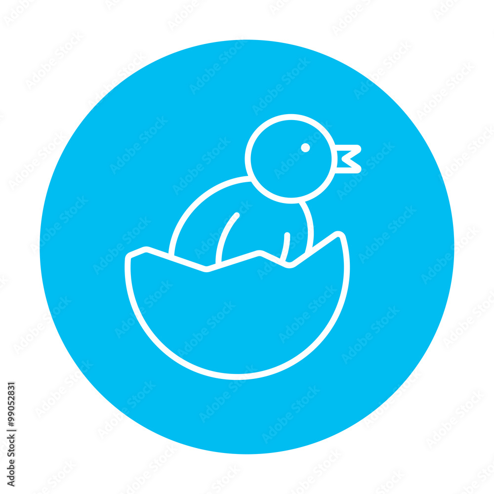 Chick peeking out of egg shell line icon. Chick peeking out of egg shell line icon.